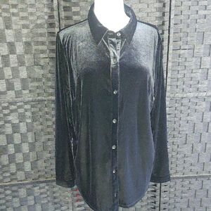 Charter Club Black Velvet Collar Blouse